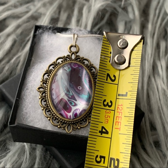 Handmade Fluid Art Necklace- Renaissance - Picture 3 of 5